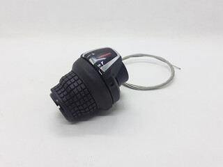 Black Modern Gear Shift Device for Bicycle Accessories Technology in White Isolated Background