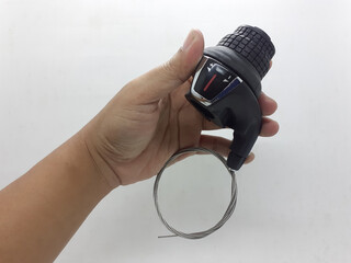 Black Modern Gear Shift Device for Bicycle Accessories Technology in White Isolated Background