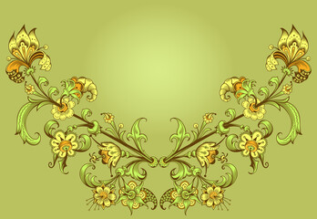 Floral hand drawn vector vintage border