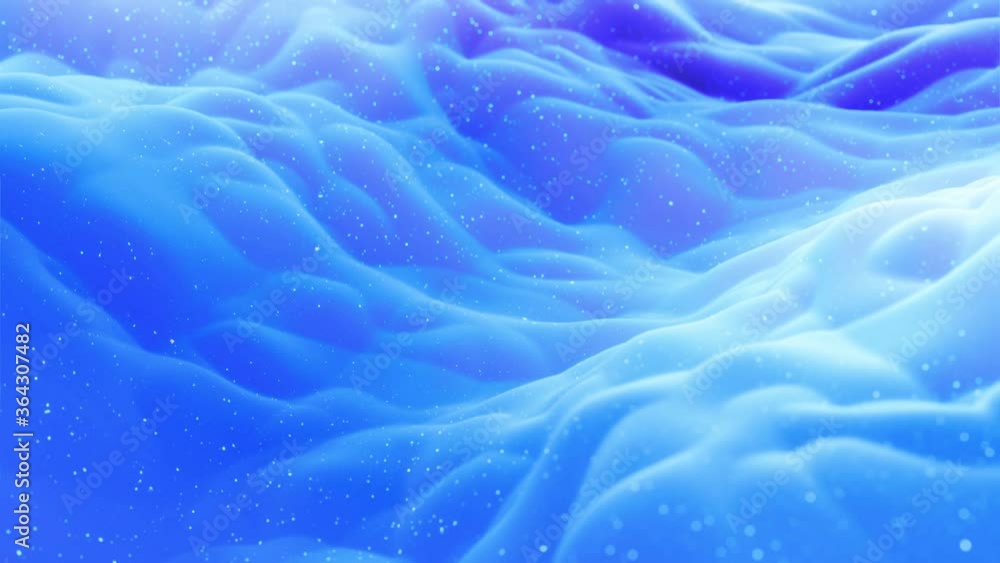 Aufkleber abstract waves of soft blue matte material with light inner glow and glitters on morphing surface. a