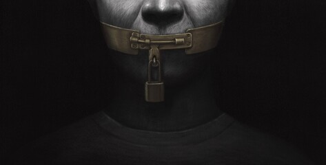 Free speech and freedom of expression concept surreal artwork, conceptual painting	 - obrazy, fototapety, plakaty