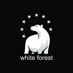 polar bear logo wild animal design element or fauna icon template