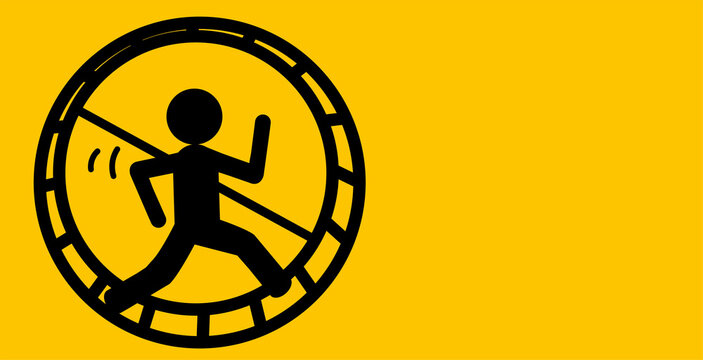 Escape the rat race: Business concept of a man running on hamster wheel