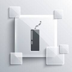 Grey Detonate dynamite bomb stick and timer clock icon isolated on grey background. Time bomb - explosion danger concept. Square glass panels. Vector.