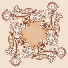 Floral hand drawn vector vintage border