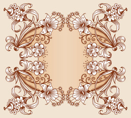 Floral hand drawn vector vintage border