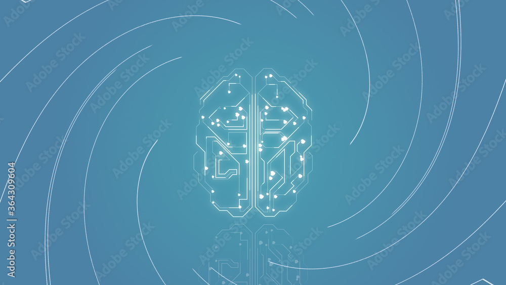 Poster 3d illustration of ai, deep learning modern computer technologies concepts.
