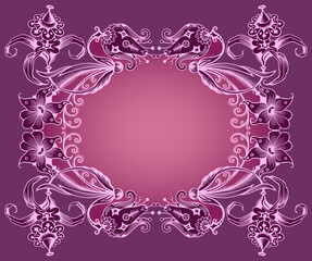 Floral hand drawn vector vintage border