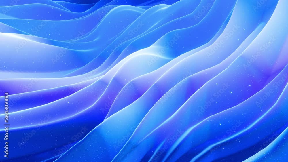 Aufkleber abstract waves of soft blue matte material with light inner glow and glitters on morphing surface. a