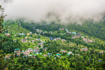 Obraz premium Panoramic view from Mcleod ganj, Himachal Pradesh, India.