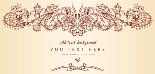 Floral hand drawn vector vintage border