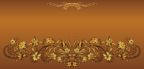 Floral hand drawn vector vintage border