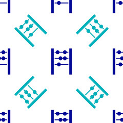 Blue Abacus icon isolated seamless pattern on white background. Traditional counting frame. Education sign. Mathematics school. Vector.