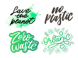 Zero waste conception Green Eco Ecology lettering text vector