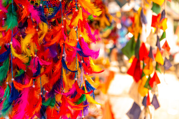 Tibetian traditional handicraft Wind chimes, Prayer flags & colorfull dream catcher at Mcleod ganj,...