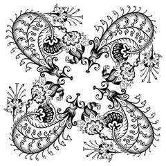 Floral hand drawn vector vintage border.