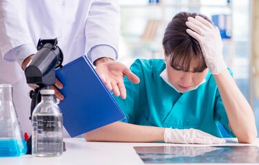 Doctor angry at his assistant due to medical error