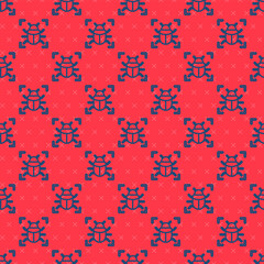 Fototapeta na wymiar Blue line System bug concept icon isolated seamless pattern on red background. Code bug concept. Bug in the system. Bug searching. Vector.