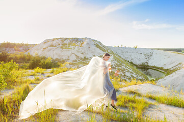 Portrait of beautiful woman in polyethylene wrap. Ecology concept. 