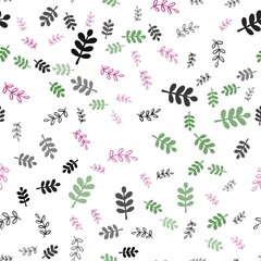 Light Pink, Green vector seamless elegant template with leaves, branches. Glitter abstract illustration with leaves and branches. Design for textile, fabric, wallpapers.