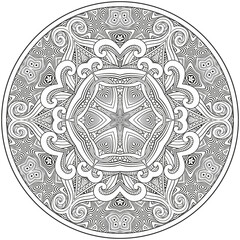 Vector floral ethnic hand drawn line art mandala