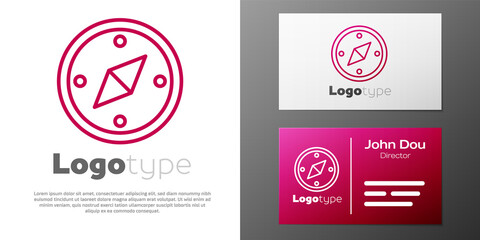 Naklejka premium Logotype line Compass icon isolated on white background. Windrose navigation symbol. Wind rose sign. Logo design template element. Vector.