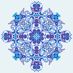 Vector blue decorative floral ethnic illustration