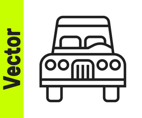 Black line Car icon isolated on white background. Front view. Vector.
