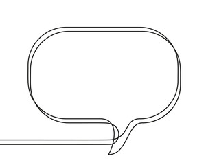 Continuous line drawing of speech bubble, Black and white vector minimalistic linear illustration made of one line