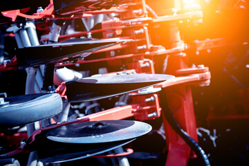 Modern agricultural machinery and equipment. Industrial details.