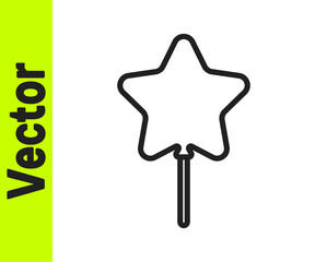 Black line Balloon with ribbon icon isolated on white background. Happy Easter. Vector.