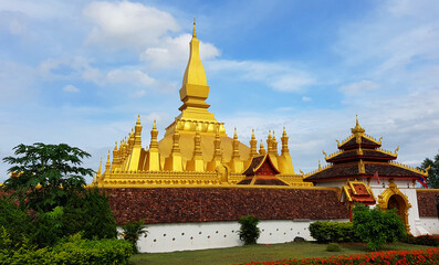 Naklejka premium Pha That Luang, The Golden Pagoda in VIENTIANE ,LAOS PDR.