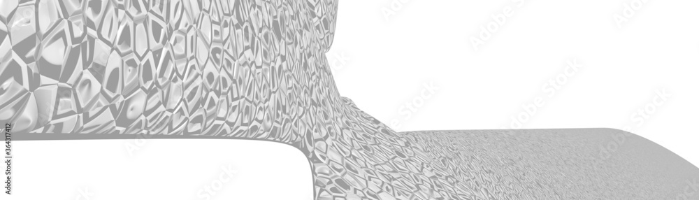 Poster ultra wide 3d abstract background of curved geometrical patterns of white smoke color with lighting 