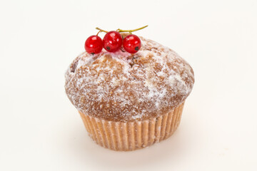 Sweet tasty muffin with red currants