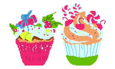 Collection of tasty cakes of different tapes and colors.