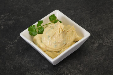 Hummus snack with olive oil