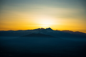 mountain at the sunset