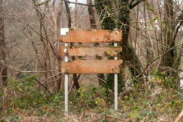 Old bulletin board in a park