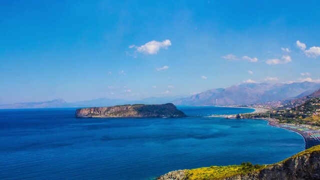 Dino Island and Blue Sea, Isola di Dino, Praia a Mare, Calabria, South Italy, Time Lapse, 4k

