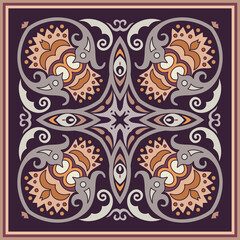 Vector ethnic abstract flower illustration