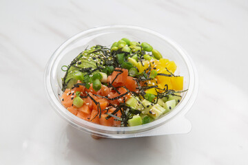 Poke Hawaiian dish, raw fish salad served as an appetizer or main course.