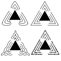 Vector graphics, a triangle with different variations of the waves around it. Flat design.