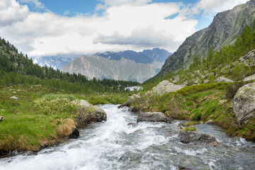 Fototapeta na wymiar Arpy lake Aosta valley