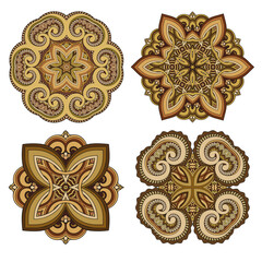 Vector decorative ornamental abstract floral set