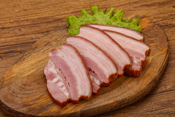 Tasty smoked pork brisket slice