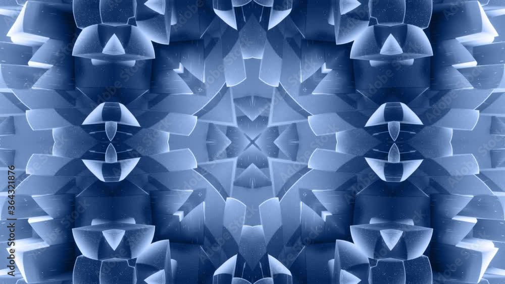 Aufkleber 3d abstract shape like star or flower, symmetrical structure of black blue velvet material intersper