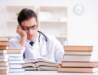 Medical student preparing for university exams