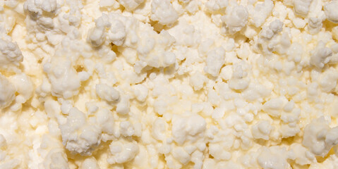 Cottage cheese background.Cottage cheese with condensed milk top view.