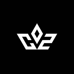 CZ monogram logo with crown shape luxury style - obrazy, fototapety, plakaty