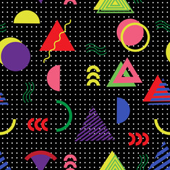 Bright abstract seamless background in memphis style.